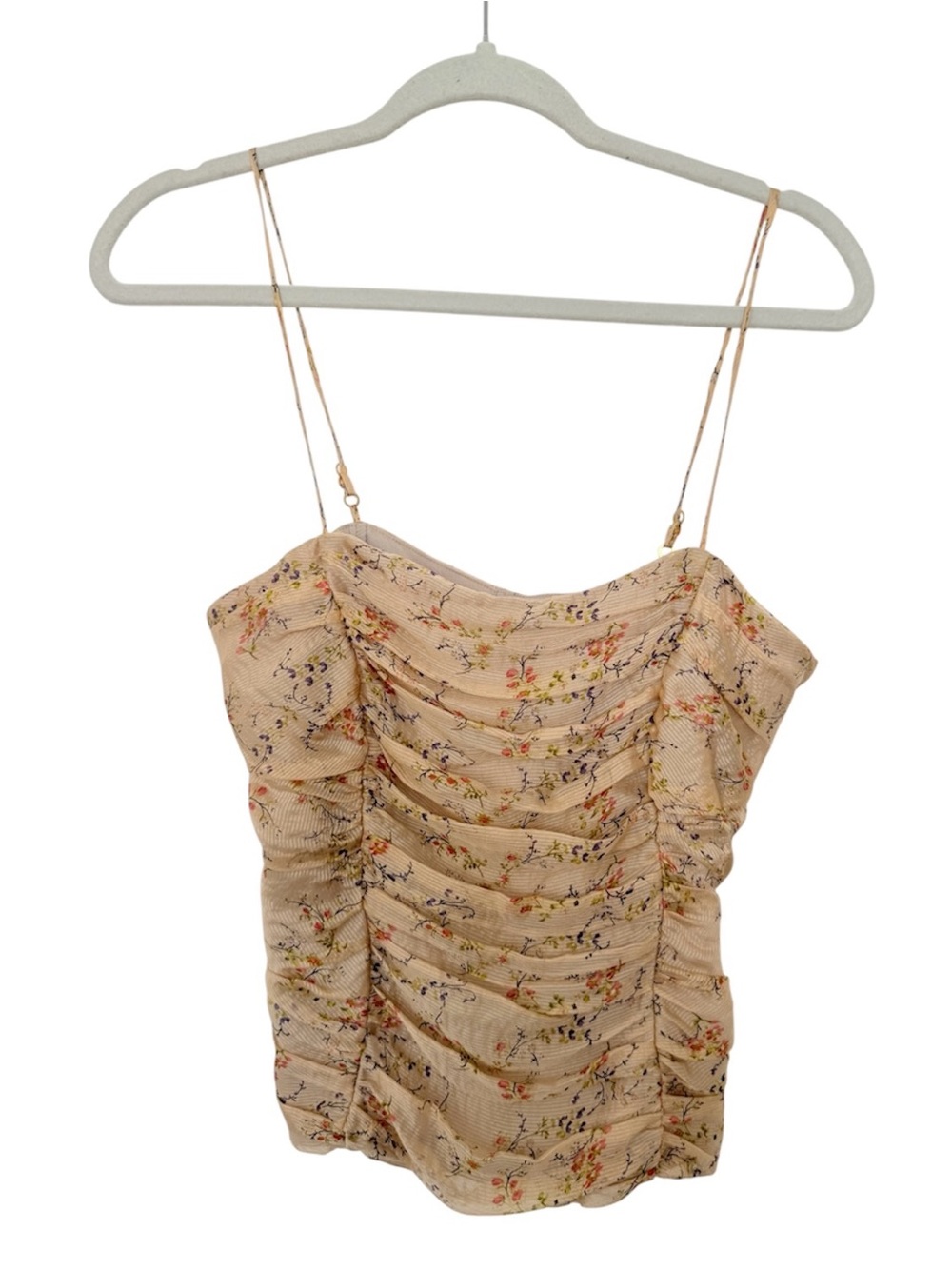 NWT Vintage Betsey Johnson 100% Silk Ruched Floral Cami Top - Size 6